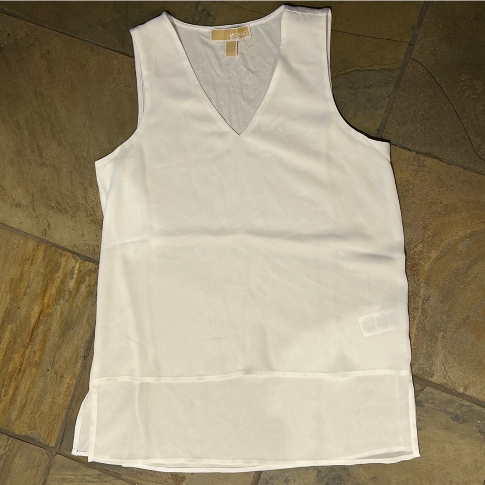 Michael Kors White lightweight tank top. Layered look. Back is T-shirt material